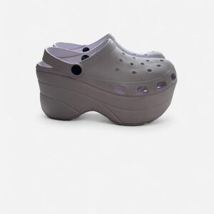 Crocs-like white platform clogs